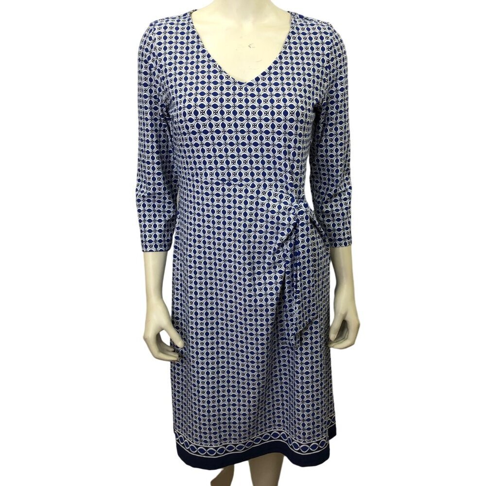 TALBOTS 3/4 SLEEVE V NECK SIDE TIE DRESS SIZE MD